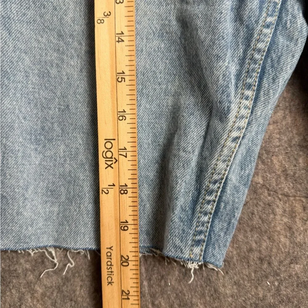 Zara Cut Off Shorts Women 6 Blue Denim Medium Wash Cotton Frayed Hem‎ 5-Pockets - Picture 2 of 6